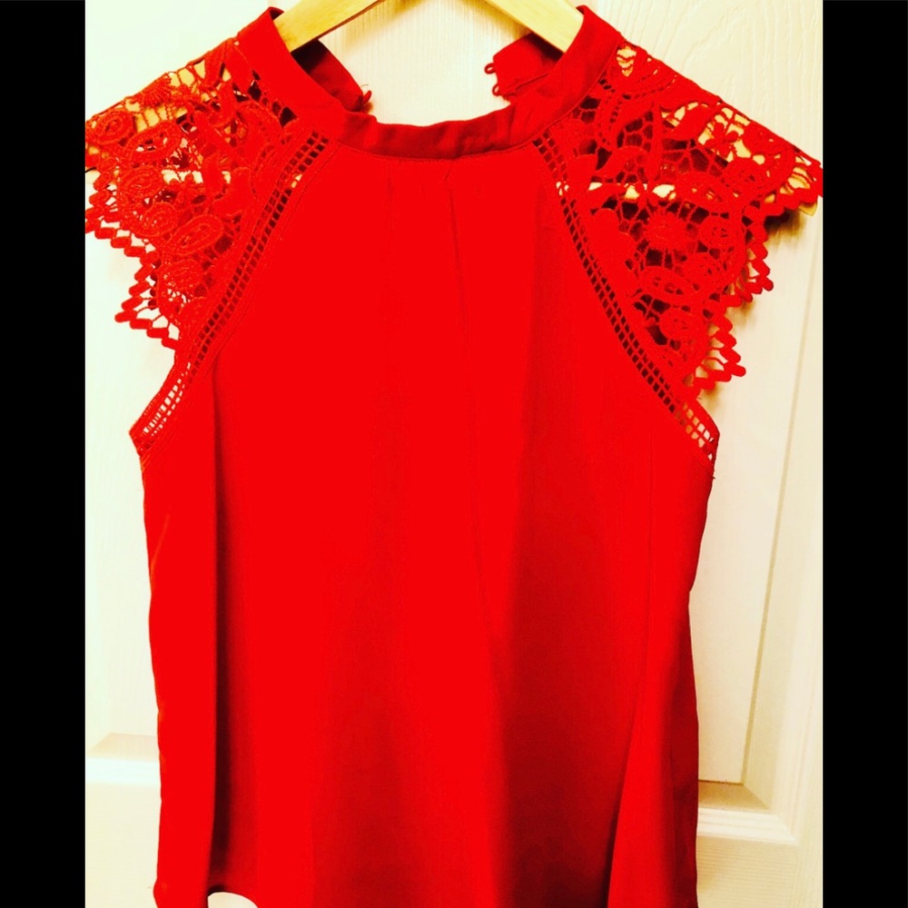 E & M Red Blouse